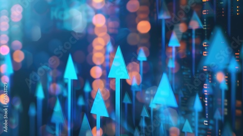 Innovative Technology and Progress: Abstract 3D Arrows Moving Forward on Digital Surface - AI generated