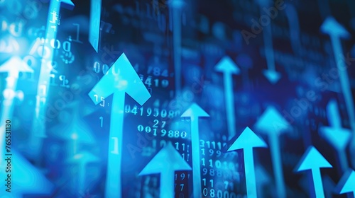 Innovative Technology and Progress: Abstract 3D Arrows Moving Forward on Digital Surface - AI generated