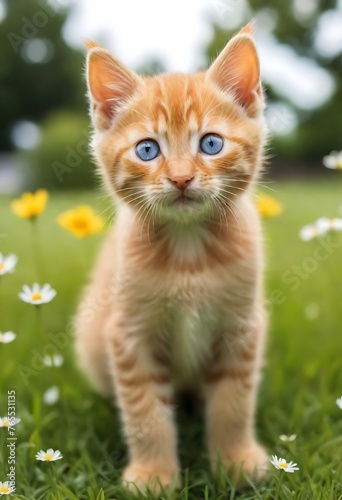 A Whimsical Kitten or cat floral realistic photo ai generated