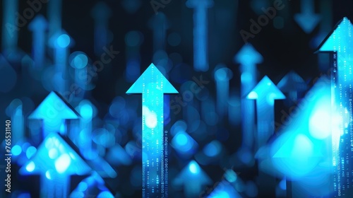Innovative Technology and Progress: Abstract 3D Arrows Moving Forward on Digital Surface - AI generated