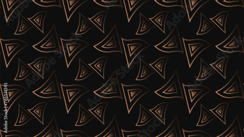 Seamless pattern, Triangle dark gold color on black background. Abstract geometric patterns design. Vector illustration.