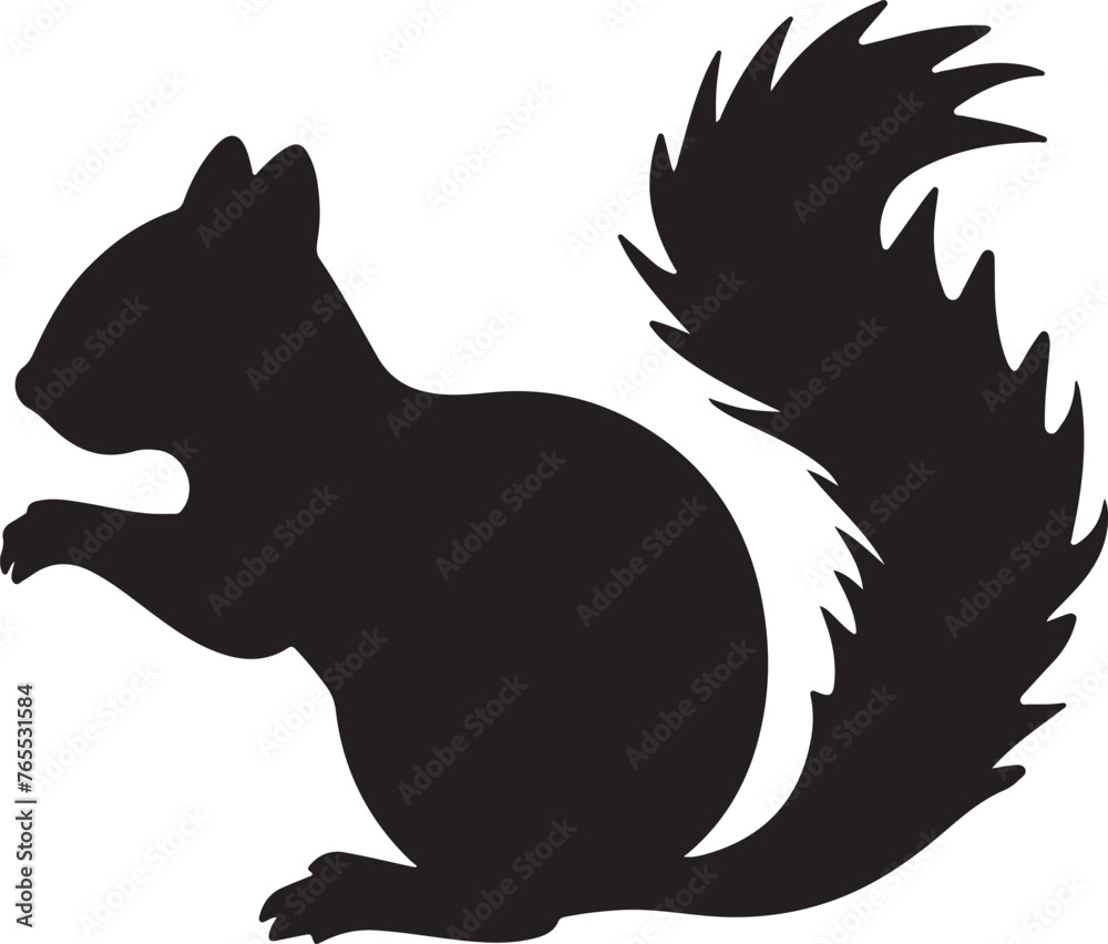 Squirrel Silhouette Vector Illustration White Background Squirrel Silhouette Vector Illustration White Background