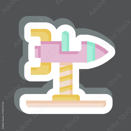 Sticker Spring Swing Rocket. related to Amusement Park symbol. glyph style. simple design editable. simple illustration