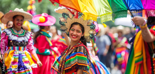 A colorful street festival celebrating cultural diversity, with chromatic parades and performances showcasing the rich tapestry of traditions from around the world