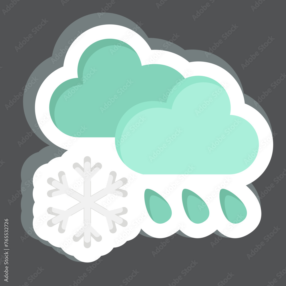 Sticker Cloud Cover and Precipitation. related to Climate Change symbol. simple design editable. simple illustration Sticker Cloud Cover and Precipitation. related to Climate Change symbol. simple design editable. simple illustration