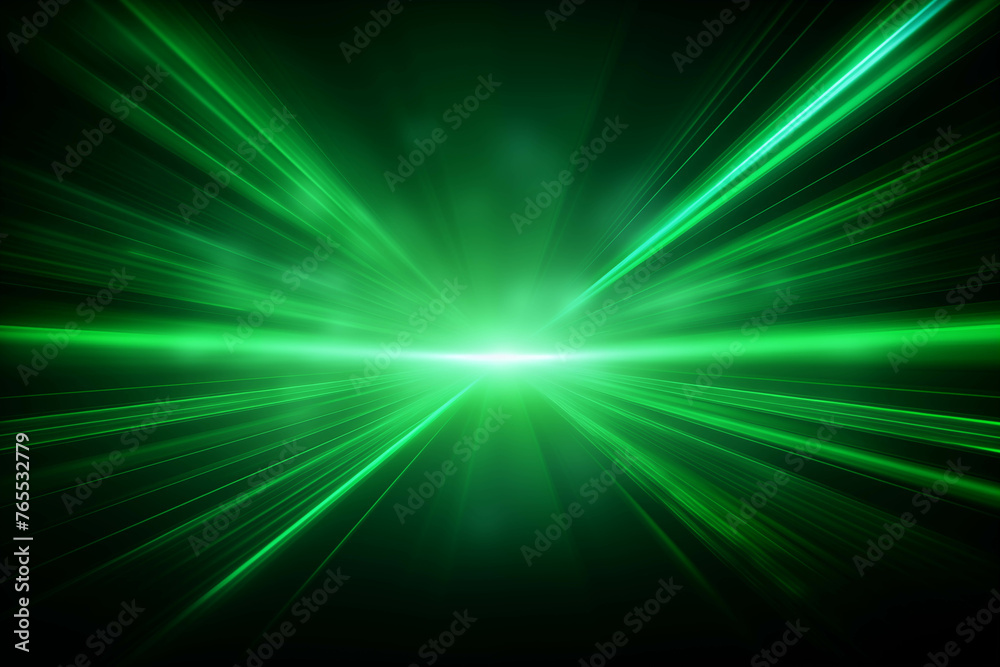 Green light effect lines run in a straight line, diffusing in many directions.