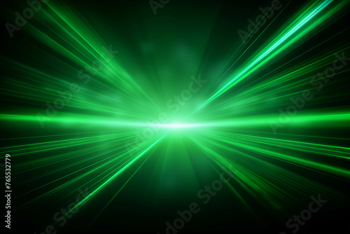 Green light effect lines run in a straight line, diffusing in many directions.
