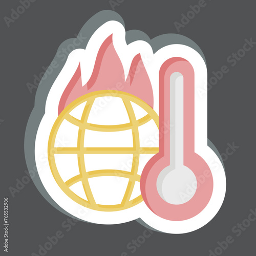 Sticker Increasing Temperature. related to Climate Change symbol. simple design editable. simple illustration