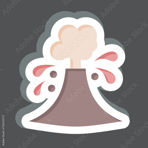 Sticker Volcanic Eruptions. related to Climate Change symbol. simple design editable. simple illustration