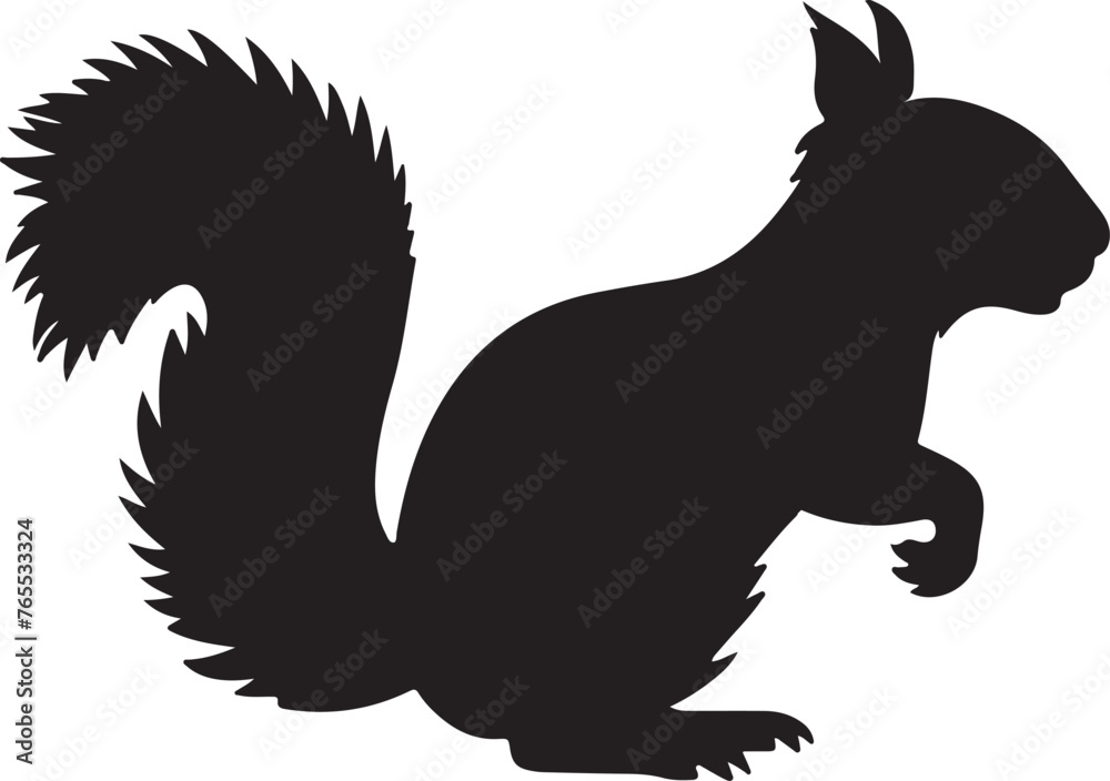 Fototapeta premium Squirrel Silhouette Vector Illustration White Background