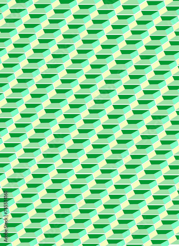 Retro mood geometric seamless pattern expressed on a 3D surface with squares of various sizes / easy to change all color