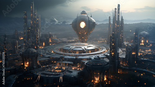 An alien city with strange architecture and bizarre te