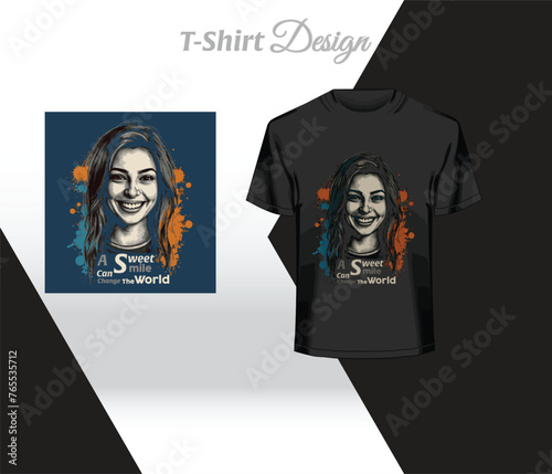 A sweet smile can change the world t shirt design.
