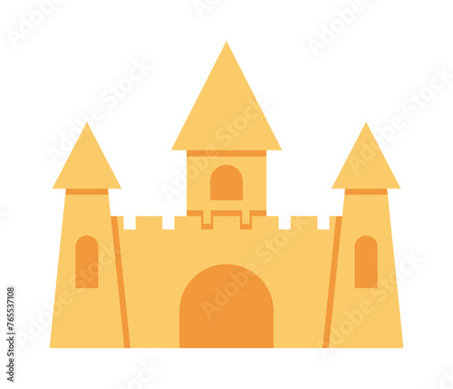 Vector sand castle isolated on white background