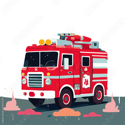 Blazing Hero: Vector Art of a Fire Truck, Depicting Bravery, Preparedness, and Service in Emergency Response