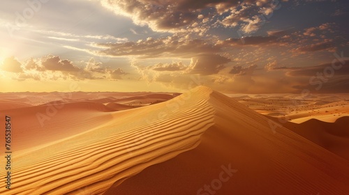 Desert only sand. Extreme heat everywhere. Generative AI © Dvid
