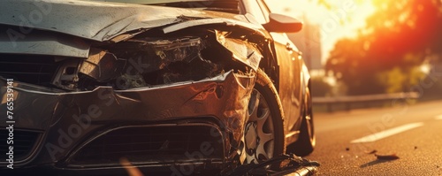 Damaged car on the road after car accident © Filip