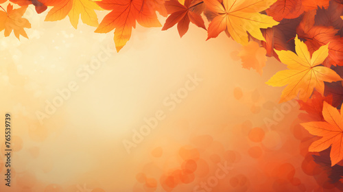 Autumn banner with orange leaves .