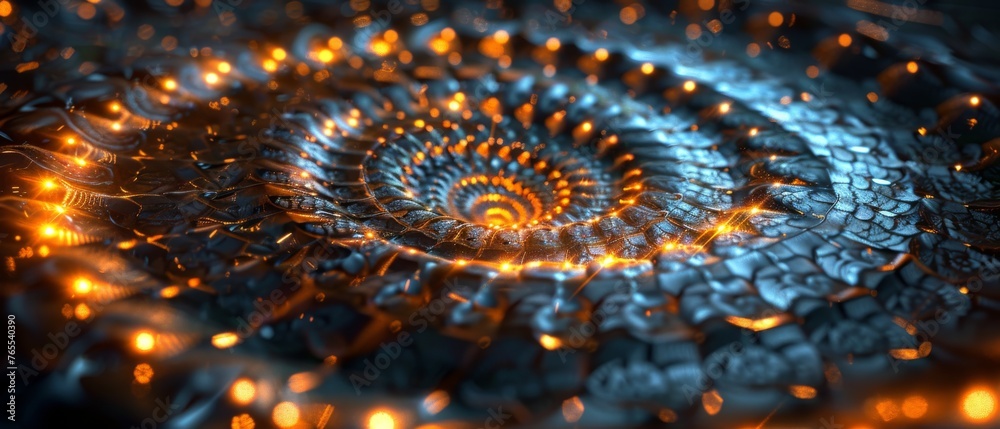 A macro shot of a ring with numerous illuminations surrounding it and a fuzzy backdrop A macro shot of a ring with numerous illuminations surrounding it and a fuzzy backdrop