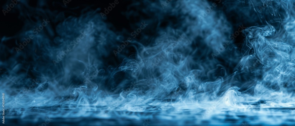  A blue and black background with smoke rising from the top