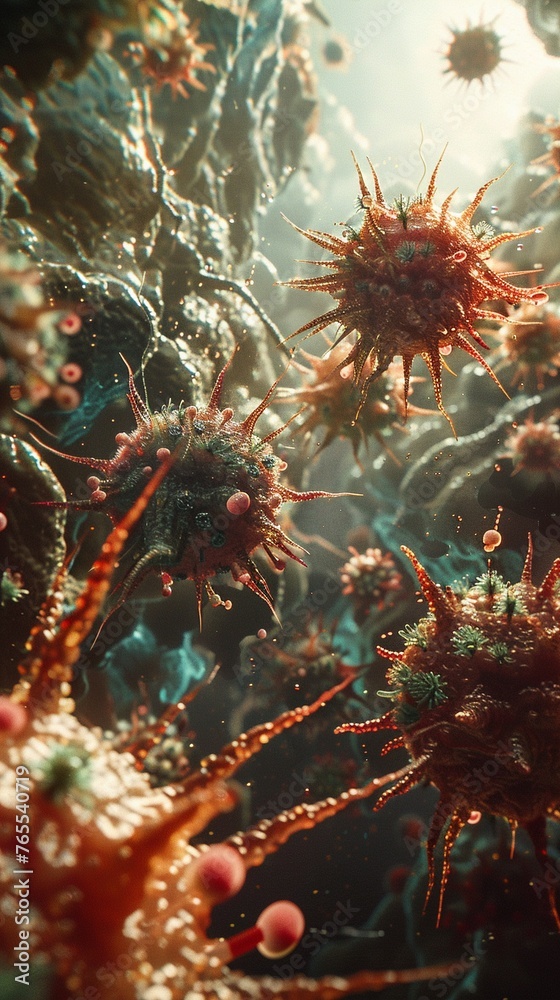 Acno Fight An epic 3D battle scene between acnecausing bacteria and healing agents on the skin Acno Fight An epic 3D battle scene between acnecausing bacteria and healing agents on the skin