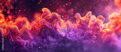  Focused photo of a smartphone displaying a sharp image of an enchanting amalgamation of purple and orange hues photo