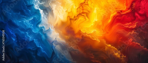  A wallpaper with multicolors, featuring a substantial amount of smoke emanating from its top section
