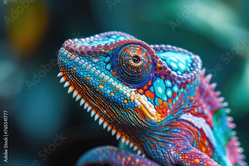 Vibrant Chameleon's Eye Stares Back in Abstract Splendor