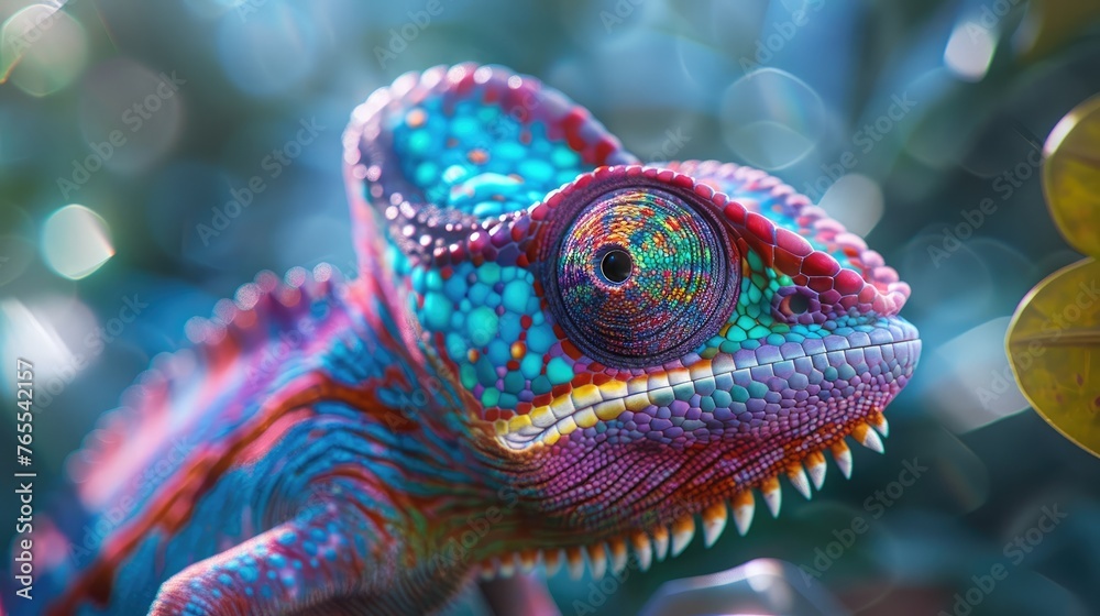 Vibrant Macro Photography Bringing Colorful Chameleon Scales to Life