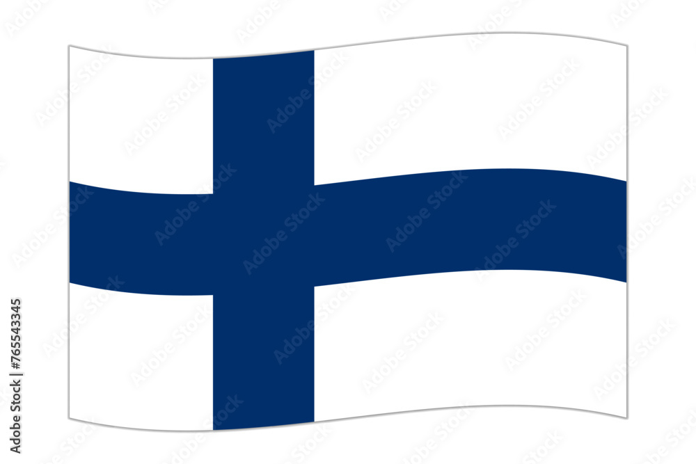 Waving flag of the country Finland. Vector illustration. Waving flag of the country Finland. Vector illustration.