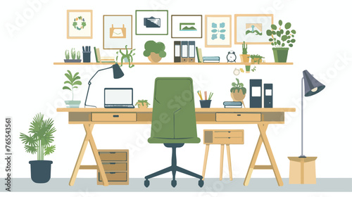 Sustainable Workspace Illustrations flat vector  © Ideas