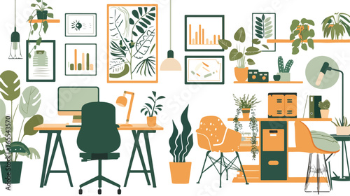 Sustainable Workspace Illustrations flat vector  © Ideas