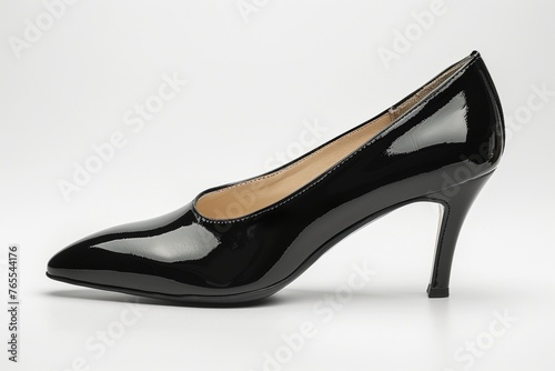 Black elegant shoe for woman on whiteclipping path