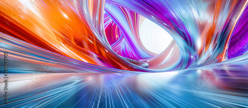 Bright Abstract Light Motion in Futuristic Design, Technology and Speed Concept with Neon Lines