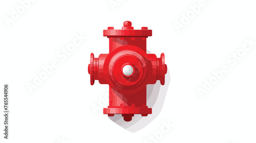Top view of red hydrant isolated on white background