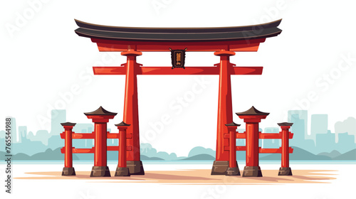 Torii gate in japan - illustration flat vector isolated