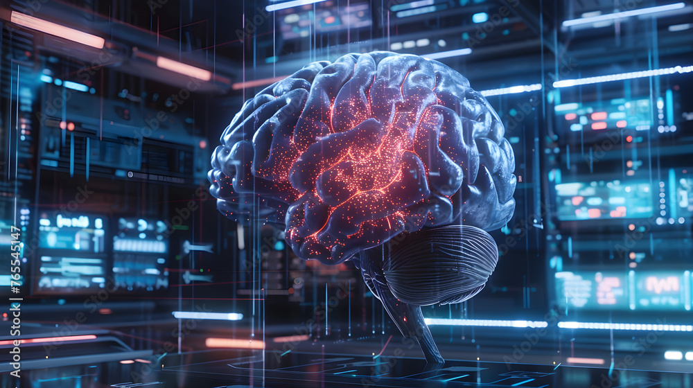 Abstract visualization of an MRI brain scan for a person with epilepsy, where the affected areas are illuminated in vibrant colors against a darker, contrasting background. Abstract visualization of an MRI brain scan for a person with epilepsy, where the affected areas are illuminated in vibrant colors against a darker, contrasting background.