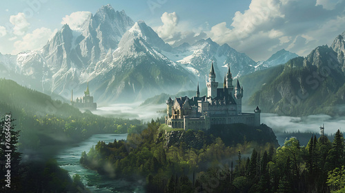 Fantasy castle landscape in mountains .. © Little