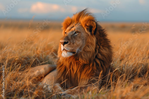 majestic lion in the savannah