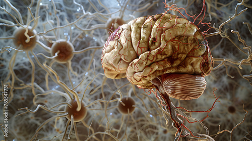 Creative MRI scan of a brain affected by Amyotrophic Lateral Sclerosis, highlighting the cortical thinning and other subtle changes characteristic of ALS
