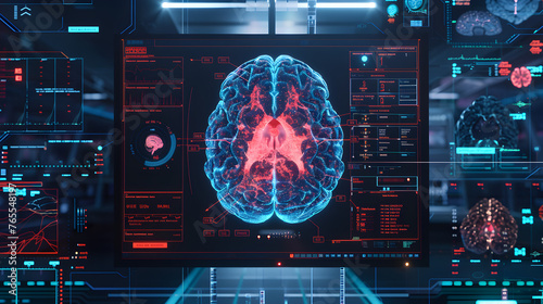 MRI brain scan of an ALS patient displayed on a sleek, modern interface, without digital annotations.