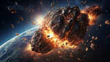 Gigantic asteroids about to crash earth D rendering 