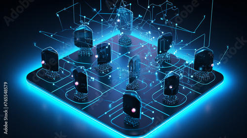A network of interconnected devices encased within a digital fortress, showcasing the implementation of secure protocols to safeguard data integrity and privacy.