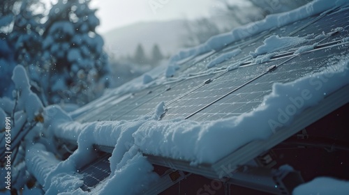 Snow-covered solar panel  