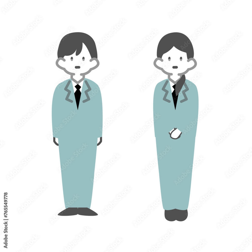 立っている男性と女性作業員 立っている男性と女性作業員