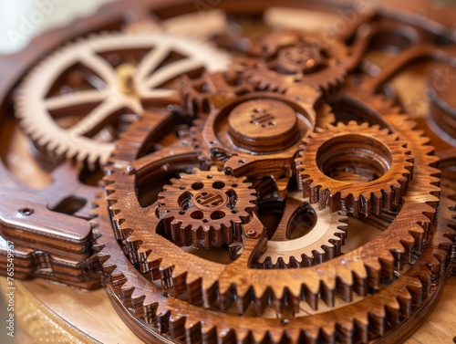  Elegant wooden gears in motion handcrafted precision by an artisans hand