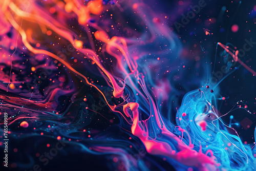 horizontal image of fluorescent colourful waves background