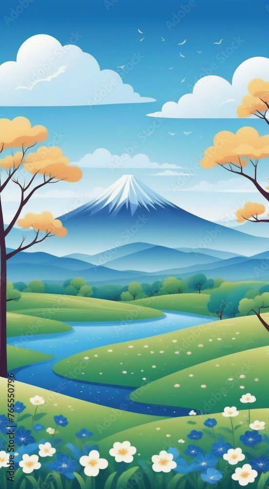 landscape with lake and mountains landscape with lake and mountains