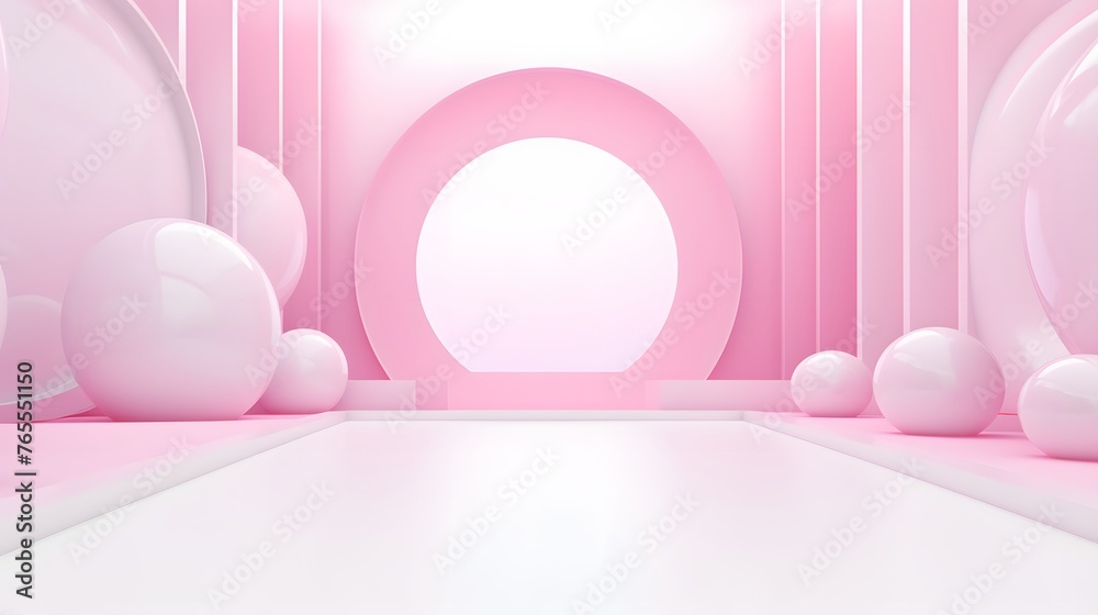 3d rendering of white and pink abstract geometric background. Scene for advertising, technology, showcase, banner, game, sport, cosmetic, business, metaverse. Sci-Fi Illustration. Product display 3d rendering of white and pink abstract geometric background. Scene for advertising, technology, showcase, banner, game, sport, cosmetic, business, metaverse. Sci-Fi Illustration. Product display