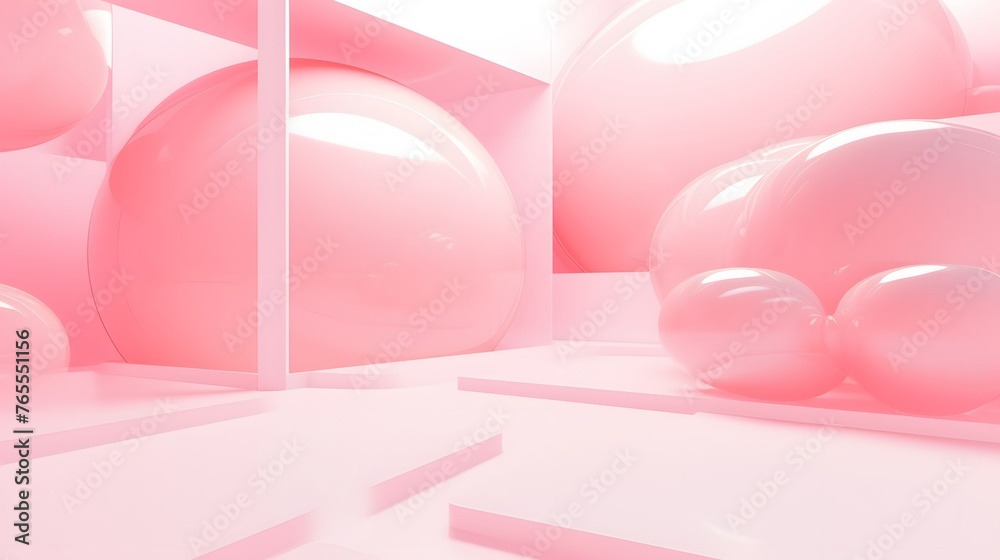 3d rendering of white and pink abstract geometric background. Scene for advertising, technology, showcase, banner, game, sport, cosmetic, business, metaverse. Sci-Fi Illustration. Product display